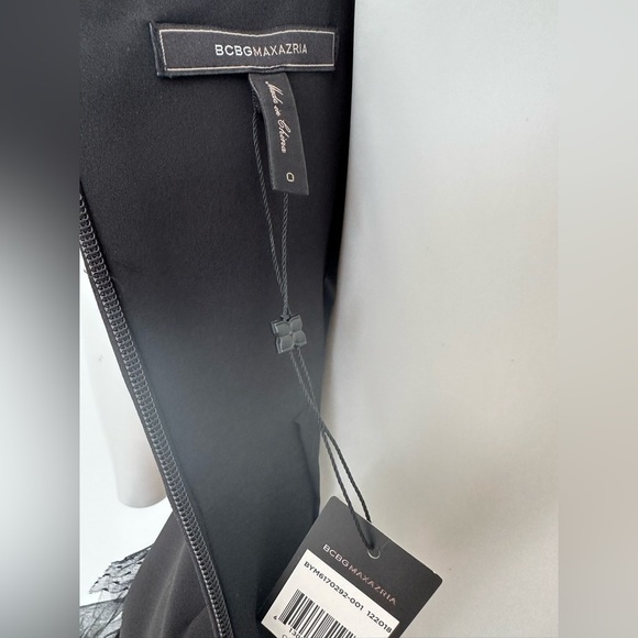 BCBG Asymmetrical Ruffle Sheath Mini  Dress Size 0 Black NWT - Picture 7 of 7